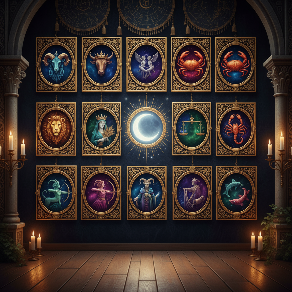 Galerie mystique des 12 signes lunaires en astrologie